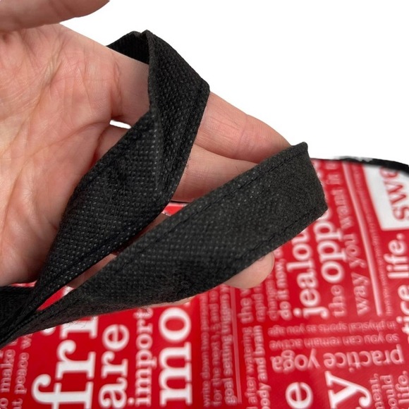 Lululemon Friends are More Important Than Money Shopping Tote Bag Red Black - Picture 13 of 16